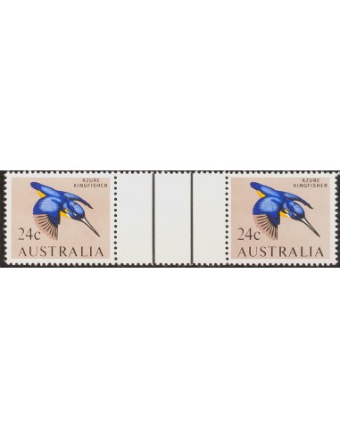 Australia. **Yv 332(2). 1966. 24 cts multicolor, pareja con INTERPANEL. MAGNIFICA. (SG395)
