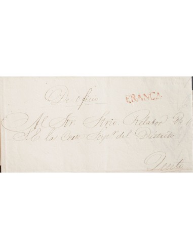 Ecuador, Prefilatelia. Sobre Yv . 1855. Plica Judicial de AMBATO a QUITO. Marca FRANCA, en rojo. MAGNIFICA Y RARA.