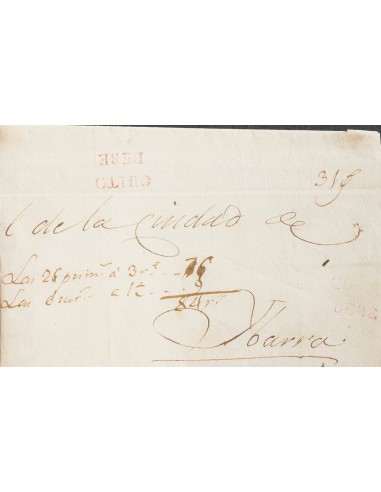 Ecuador, Prefilatelia. Sobre Yv . (1845ca). Plica Judicial de QUITO a IBARRA. Marca QUITO / DEBE, en rojo. MAGNIFICA.
