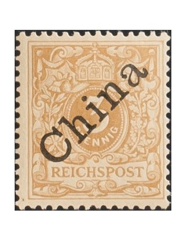 China, Oficina Alemana. *Yv 1B. 1898. 3 p ocre pálido (Hellocker). MAGNIFICO (MIchel 1Id, 800 Euros)