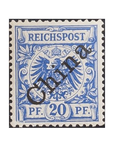 China, Oficina Alemana. **Yv 4B. 1898. 20 p azul. MAGNIFICO. (Michel 4I, 50 Euros)