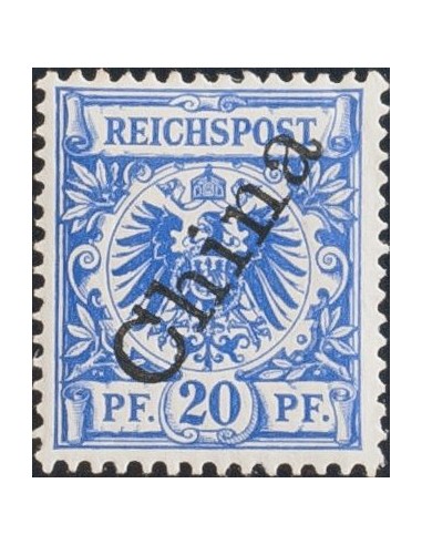 China, Oficina Alemana. *Yv 4A. 1898. 20 p azul. MAGNIFICO. (Michel 4II, 55 Euros)