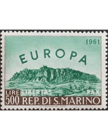 San Marino. **Yv 523. 1961. 500 l verde y castaño. MAGNIFICO. Yvert 2016: 37,5 Euros.