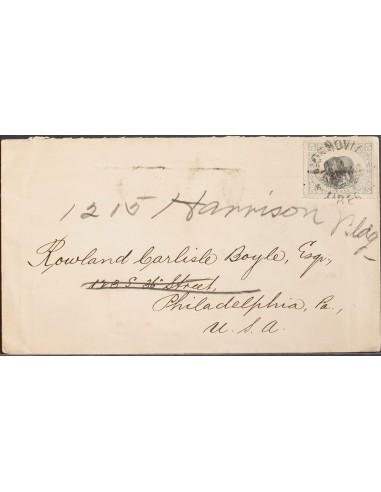 Liberia. Sobre Yv 53. 1901. 5 ctvos gris azulado y negro. MONROVIA a PHILADELPHIA (U.S.A.). Matasello MONROVIA / LIBERIA y al