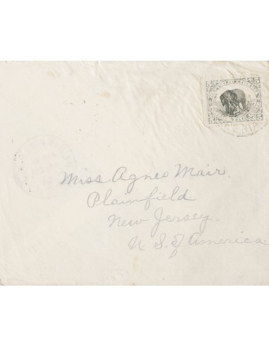 Liberia. Sobre Yv 53. 1904. 5 ctvos gris y negro. HARPER a PLAINFIELD (U.S.A.). Matasello circular HARPER (C.P.18) y al dorso