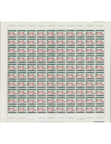 Bélgica. **Yv 1423/24A(100). 1967. Serie completa, en pliegos de cien sellos. PAPEL FOSFORESCENTE. MAGNIFICA Y MUY RARA EN PLI