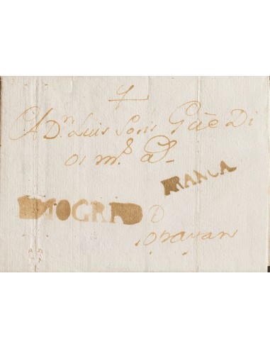 Colombia, Colonial. Sobre . 1774. LLANO GRANDE a POPAYAN. Marcas LLAOGRAD y FRANCA, en tinta de escribir (P.E.1 y P.E.3) edici