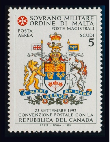 Malta, Aéreo. **Yv 47. 1993. 5 escudos multicolor. MAGNIFICO. (Sassone 47) Yvert 2006: 120 Euros.