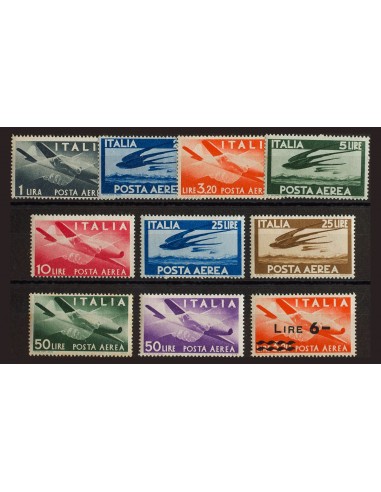 Italia, Paquetes Postales. **Yv 113/21, 122. 1945. Serie completa y 6 liras sobre 3´20 liras rojo. MAGNIFICOS. Yvert 2016: 70