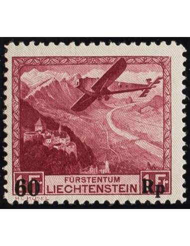Liechtenstein, Aéreo. **Yv 14. 1935. 60 r sobre 1 r carmín. MAGNIFICO. Yvert 2015: 160 Euros.