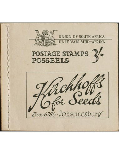Africa del Sur. **Yv . 1948. Carnet publicitario KIRCHHOFFS de 3 sh conteniendo dos hojitas de cada del ½ p, 1 p y 1 ½ p. MAGN