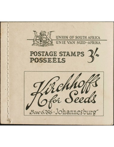 Africa del Sur. **Yv . 1948. Carnet publicitario KIRCHHOFFS de 3 sh conteniendo dos hojitas de cada del ½ p, 1 p y 1 ½ p. MAGN