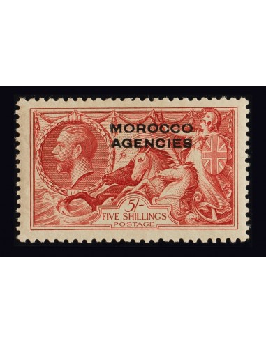 Marruecos Británico, Zona III (Tánger). **Yv 18. 1914. 5 s rojo carmín. Valor clave. MAGNIFICO. Yvert 2010: 90 Euros.