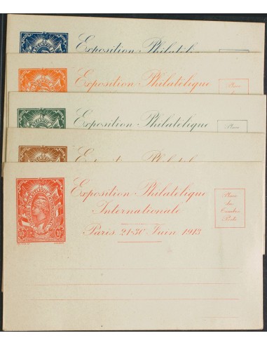 Francia, Entero Postal. (*). 1913. Juego completo de seis tarjetas Pseudo-Entero Postales de la EXPOSITION PHILATELIQUE INTERN