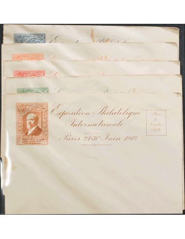 Francia, Entero Postal. (*). 1913. Juego completo de cinco sobres Pseudo-Entero Postales de la EXPOSITION PHILATELIQUE INTERNA