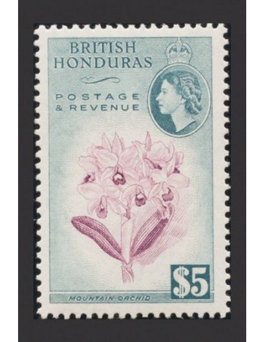 Honduras Británica. **Yv 158. 1953. 5 $ pizarra y lila. Valor clave. MAGNIFICO. Yvert 2017: 60 Euros.