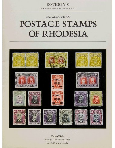 Rhodesia y Nyasaland, Bibliografía. 1981. Catálogo de la colección POSTAGE STAMPS OF RHODESIA, celebrada el 27 de Marzo de 198