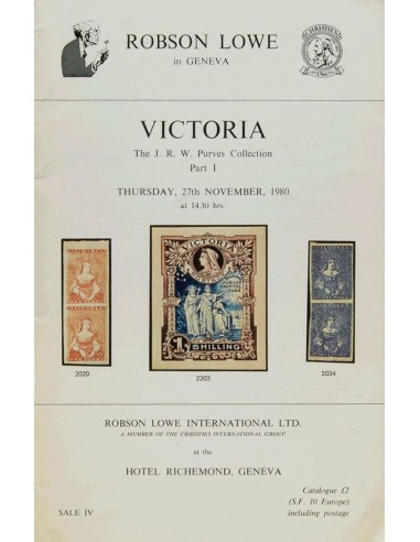Victoria, Bibliografía. 1980. Catálogo de la colección VICTORIA THE J.R.W. PURVES COLLECTION, PART I. Robson Lowe. Ginebra, 19