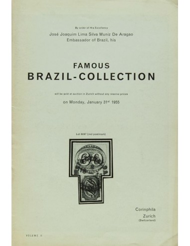 Brasil, Bibliografía. 1955. Catálogo de subasta de la colección BRAZIL JOSE JOAQUIM LIMA SILVA MUNIZ DE ARAGAO, celebrada el 3