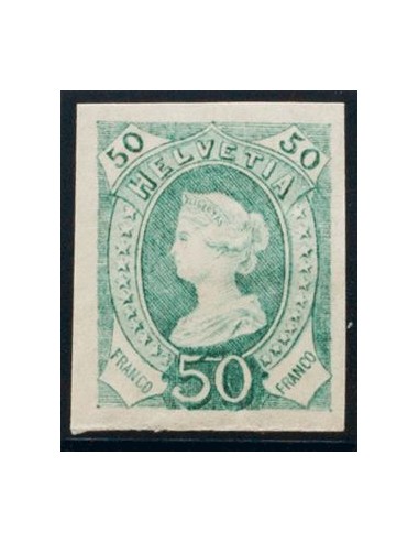 Suiza. (*)Yv . (1905ca). 50 cts verde LIBERTAS. PRUEBA DE COLOR, de un diseño no adoptado. MAGNIFICA.