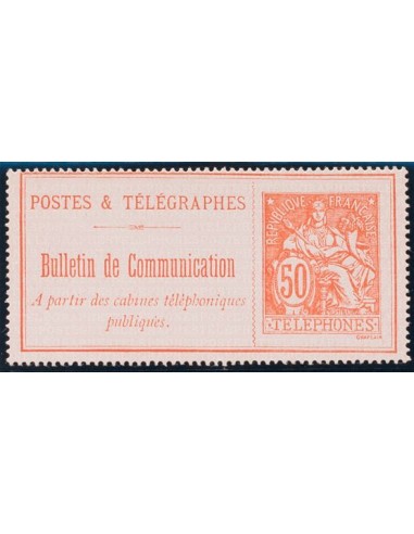 Francia, Teléfonos. (*)Yv 18. 1897. 50 cts rojo sobre rosa. MAGNIFICO. Yvert 2019: 140 Euros.