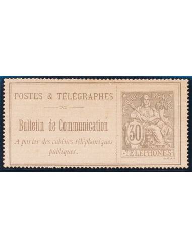 Francia, Teléfonos. (*)Yv 17. 1897. 30 cts castaño negro sobre lila. MAGNIFICO. Yvert 2019: 165 Euros.