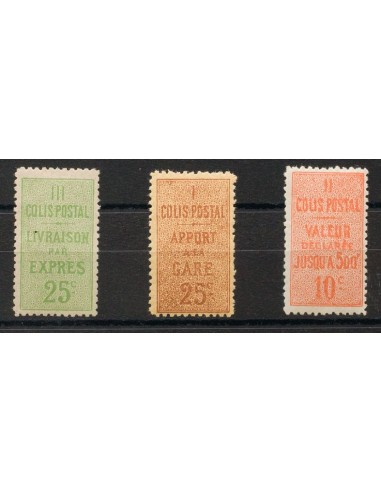 Francia, Paquetes Postales. *Yv 6/8. 1892. 10 cts rojo naranja, 25 cts castaño sobre amarillo y 25 cts verde amarillo. MAGNIFI