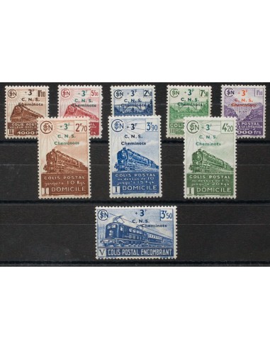 Francia, Paquetes Postales. *Yv 191/99. 1942. Serie completa. MAGNIFICA. Yvert 2019: 190 Euros.