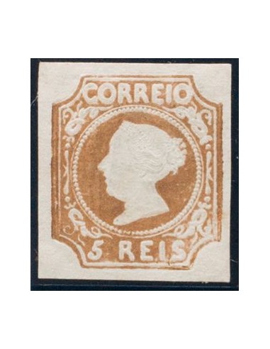 Portugal. (*)Yv 1. 1853. 5 reis castaño. REIMPRESION DE 1863. MAGNIFICO.