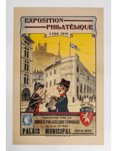 Francia, Bibliografía. 1914. Cartel original de la Exposición Filatélica EXPOSITION PHILATELIQUE LYON 1914, ORGANISEE PAR LA S