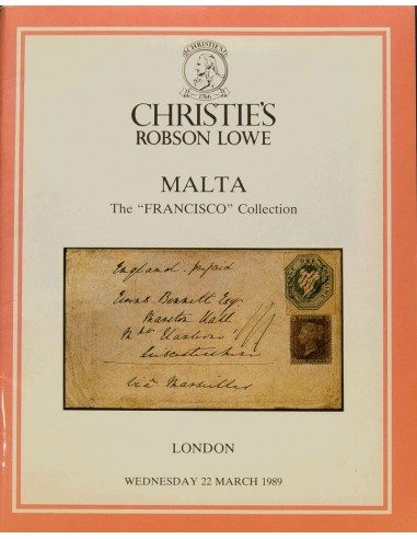 Malta, Bibliografía. 1989. Catálogo de subasta de MALTA, THE "FRANCISCO" COLLECTION, celebrada el 22 de Marzo de 1989. Christi