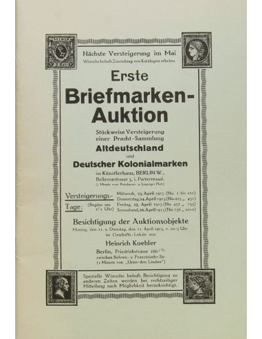 Alemania, Bibliografía. 1913. Catálogo reimpreso de la subasta ALDEUTSCHLAND UND DEUTSCHER KOLONIALMARKEN, celebrada del 23 al