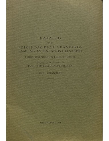 Finlandia, Bibliografía. 1934. KATALOG OVER "DIRECTÖR RICH. GRANBERGS SAMLING AV FINLANDS HELSAKER". Helsingfors, 1934.