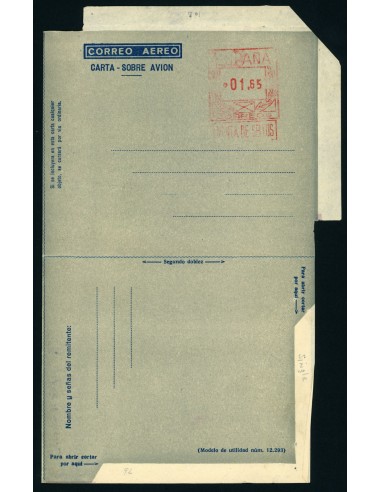 OL00293. Aerograma 1949. Franqueo 1,65 pesetas. Tipo C (I) AA gris claro K10b