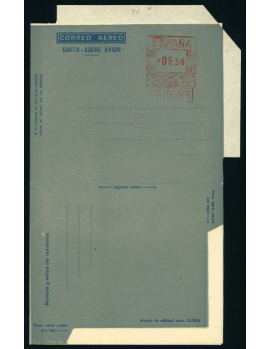 OL00300. Aerograma 1949. Franqueo 2,50 pesetas. Tipo C (I) AE