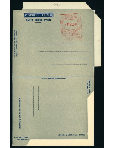OL00301. Aerograma 1949. Franqueo 2,50 pesetas. Tipo C (I) AA K16b