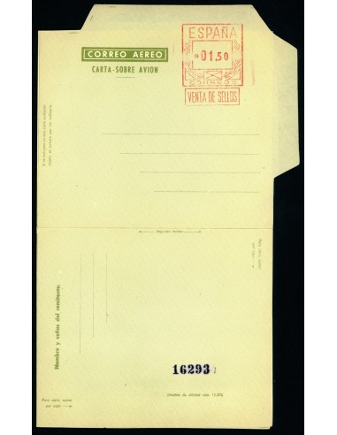 OL00325. Aerograma 1956 Tipo F (I) k77. Franqueo 1,50 pesetas