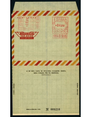 OL00336. Aerograma 1956. Tipo G Doble franqueo uno horizontal 4,00 p + 2,00 p.