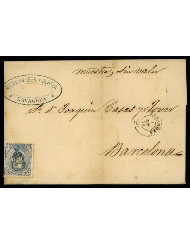 OL00519. Carta. 1873, 1 de mayo. Zaragoza a Barcelona