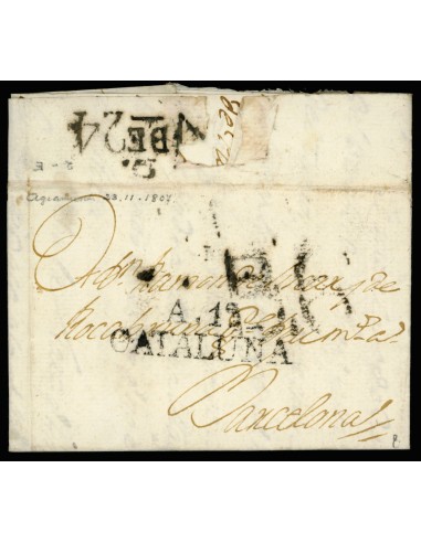 OL00002. Carta. AGRAMUNT 3N. 1807. A Barcelona (R). Muy bonita