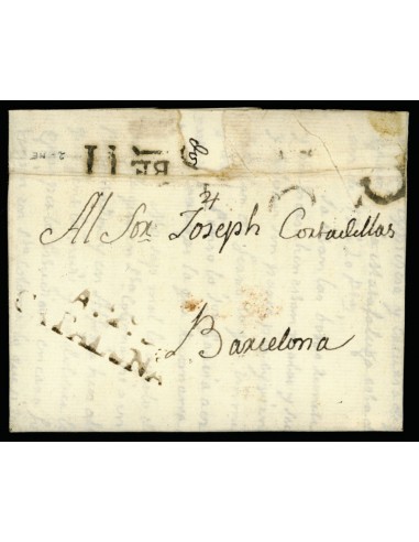OL00005. Carta. ALFORJA 2N. 1802-36. A Barcelona (ME). Muy escasa
