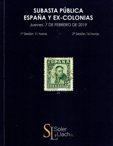 Subasta Pública Filatelia de España, Ex-Colonias, 7 de febrero de 2019