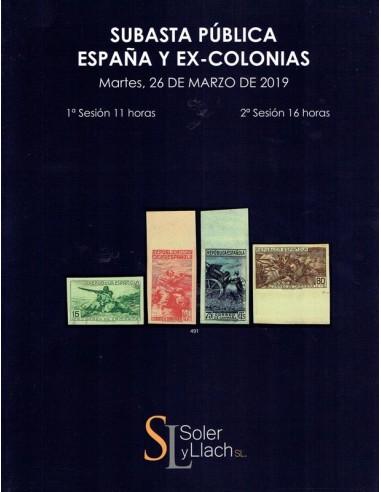 Subasta Pública Filatelia de España, Ex-Colonias, 26 de marzo de 2019
