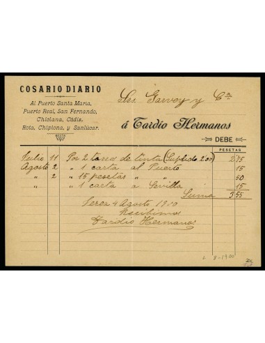 OL00206. Cosario Tardio Hermanos. 1900. Jerez. Lujo