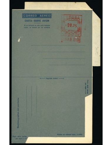 OL00215. Aerograma 1948. Franqueo 2,75 pesetas. Tipo B (I) Fondo gris oscuro
