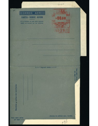 OL00224. Aerograma 1948. Franqueo 60 céntimos. Tipo B (I) AA ángulo estrecho