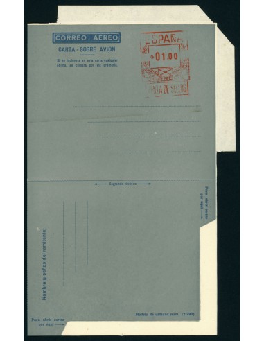 OL00234. Aerograma 1948. Franqueo 1 peseta. Tipo B (I) AE angulo estrecho. K23 raro