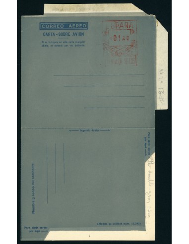 OL00235. Aerograma 1948. Franqueo 1 peseta. Tipo B (I) AA angulo ancho. K23c