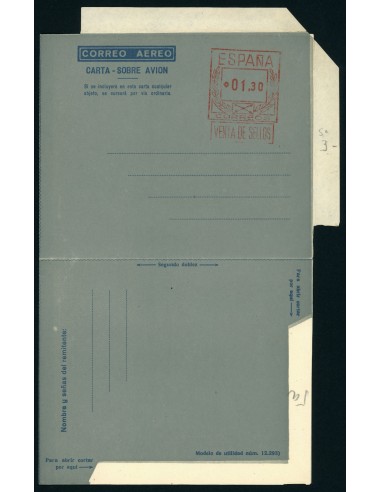 OL00237. Aerograma 1948. Franqueo 1,30 pesetas. Tipo B (I) AE angulo estrecho