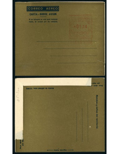 OL00240. Aerograma 1948. Franqueo 1,30 pesetas. Tipo B (I) fondo castaño AE angulo estrecho